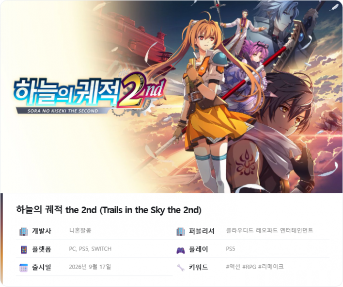 하늘의 궤적 the 2nd Trails in the Sky 2nd Chapter