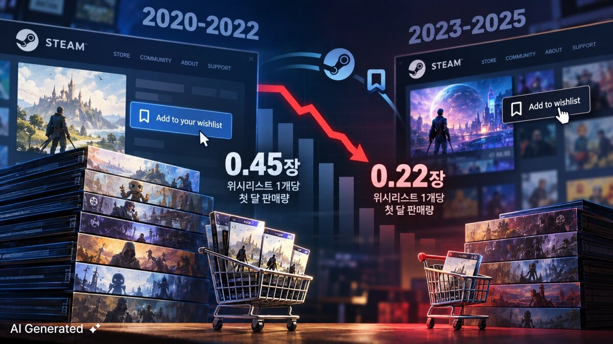 '스팀 위시리스트 인플레이션' 찜 1개 값어치 절반...예측력은 그대로